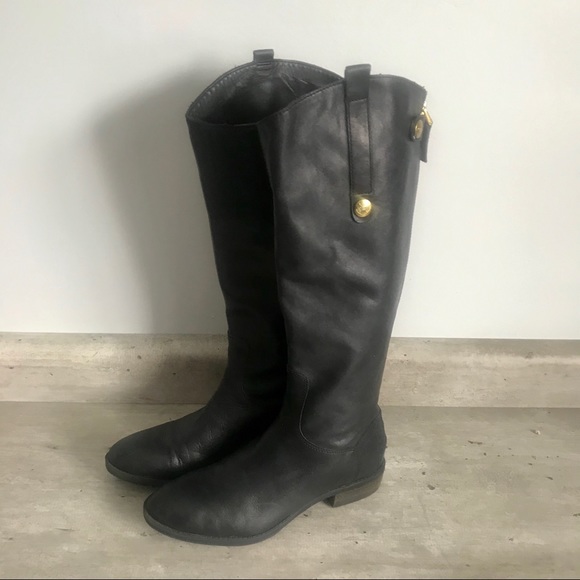 Sam Edelman Penny Riding Boots Tall Black Leather - Picture 2 of 8